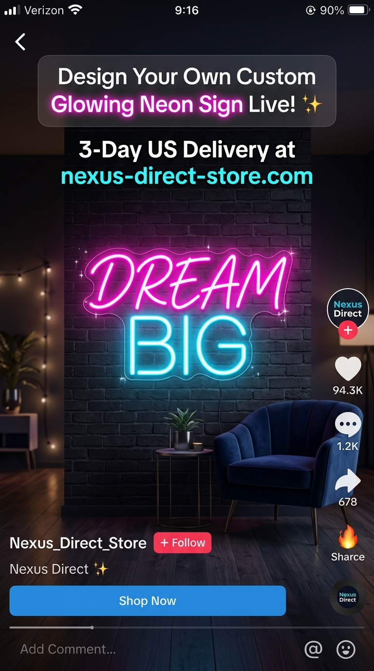 TikTok Ad Custom Neon Sign